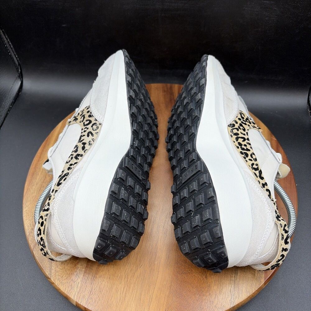 Nike Women's White Cream Athletic Sneakers with Leopard Swoosh - Picture 6 of 8